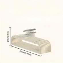 10个/包 天鹅绒防滑衣架，加厚款，带肩部凹槽，适用于西装、外套、夹克、裤子和连衣裙，衣柜收纳整理 - 銀色 - 查看 5