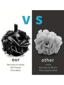 3pcs Ultra Soft Exfoliating Bath Sponges - Black Rose Design Mesh Scrubber, Rich Lather High-Quality Loofah Sponge For Home Use, Fashionable Packaging Bag, Body Cleaning Tool, Comfortable Bathing Essential, Self-Care Item