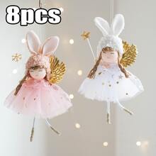 8pcs New Spring And New Year Cute Rabbit-Ear Angel Pendant, DIY Home Decoration For Festivals And Celebrations, Party, Gathering And Wedding Decoration. Rabbit Lovers, Perfect For Decoration In Spring, New Year, Easter, Valentine's Day And Mother's Day. A Playful And Cute Gift - Multicolor - View 1