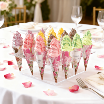 1pc Transparent Acrylic Ice Cream Cone Stand, Transparent Waffle Cone Stand, Sushi Roll Stand, Suitable For Wedding, Birthday, New Year, Valentine's Day, Thanksgiving, Party Or Buffet