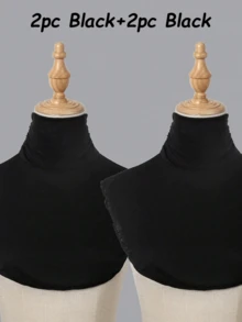 2条装女士保暖抓绒立领围巾，防风舒适，四季皆宜，是搭配连衣裙的理想之选。 - 純色 - 查看 23