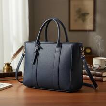 Large Structured Tote Bag For Women With Crossbody Strap, Premium Finish, Executive Style, Spacious And Comfortable - Màu xanh hải quân - Xem 2