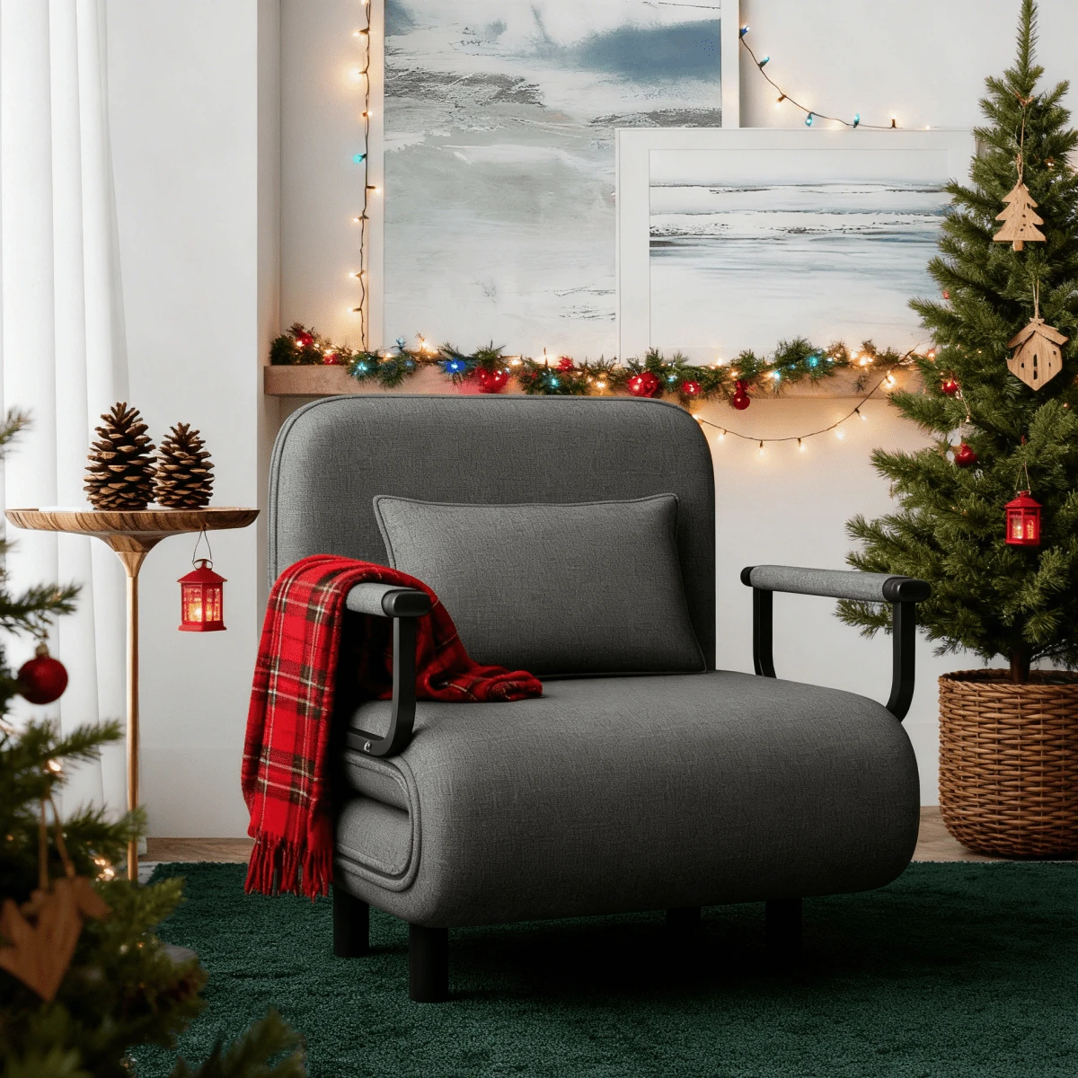 Silla/Sofá cama plegable 5 en 1 para oficina y recepción: Sentado, reclinado, 3 en 1, reposabrazos metálicos, fácil montaje (65 * 68 * 80 cm)