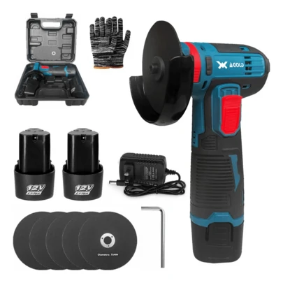 Mini Esmeriladora Angular Agold Color Azul 550 W 75mm 12v 2 Batería