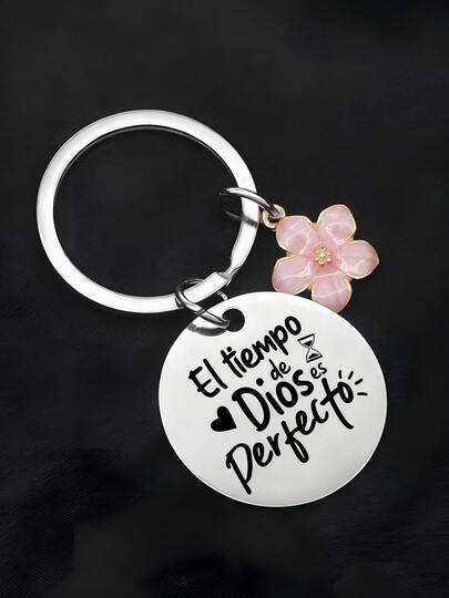 1 pieza Llavero con cita inspiradora en español "El tiempo es el dios perfecto", regalo motivacional grabado para colegas, maestros, estudiantes