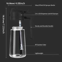 2 In 1 Oil Dispenser And Oil Sprayer, 470ml Dispenser Bottle Spray And Pour, Plastic Olive Oil Sprayer For Cooking, Oil Spray Bottle Mister Spritzer For BBQ, Air Fryer, Kitchen - Multicolor - View 8
