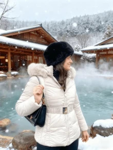 Women's Tie-Up Down Jacket, Faux Fur Hooded Coat And Cotton-Padded Coat, Creating A Stylish  Winter Look - Camel - View 5