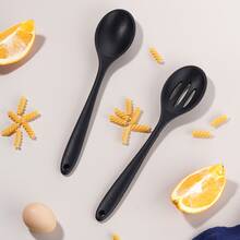 Keidason 1/2 Cuchara de mezcla grande de silicona, cuchara para ensalada, resistente al calor, utensiio de cocina - Negro - Ver 18