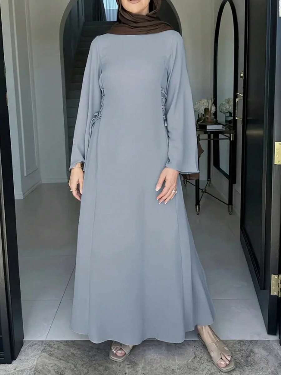 Women's Simple Elegant Solid Color Tie Waist Dress