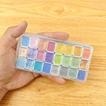 24色珠光水彩颜料套装 - 亮丽固体包装，适用于中国画、唐卡书法和色彩艺术创作，适合专业艺术用途，闪光水彩颜料 - 24色星輝 - 查看 11