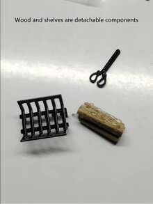 1:12 Puppenhaus Miniatur Kamin Zubehör, schwarzes Metallfeuerholz, BJD Mikro Szenenmodell, Ob11 Fotografie Requisite, Miniatur Spielzeug, Dekor für kleines Zuhause, einzigartige Neuheit Kleinkunst, Stress Relief Spielzeug - Verschiedenfarbig - Übersicht 7