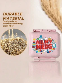 Mini 6-Compartment Portable Pill Box, 6-Slot Small Pill Box, Pink Small Pill Box (With "Medicine" Letter), 6-Day Pill Box, Letter Travel Pill Box, 6-Compartment Portable Pill Box, Daily Vitamin Pill Box, Wallet-Style Small Pill Box, Letter Pendant Storage Box, Earring, Ring, Jewelry Storage Box, Essential For Dorm, Home, Travel - Multicolor - View 3