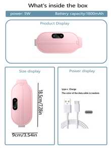 AXH. 便携式USB加热垫，6档加热模式和6种振动按摩模式，缓解背部和腹部疼痛 - 粉色 - 查看 8