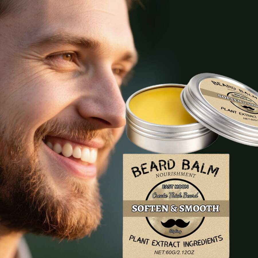 1box/2boxs 60g Men's Beard Care Wax, Soft, Fresh, Non-Sticky, For Daily Grooming, Suitable For Home, Travel Or Outdoor Use, Father's Day Gift, Christmas Gift, Thanksgiving Gift, New Year Gift, Holiday Gift - 60g - View 1
