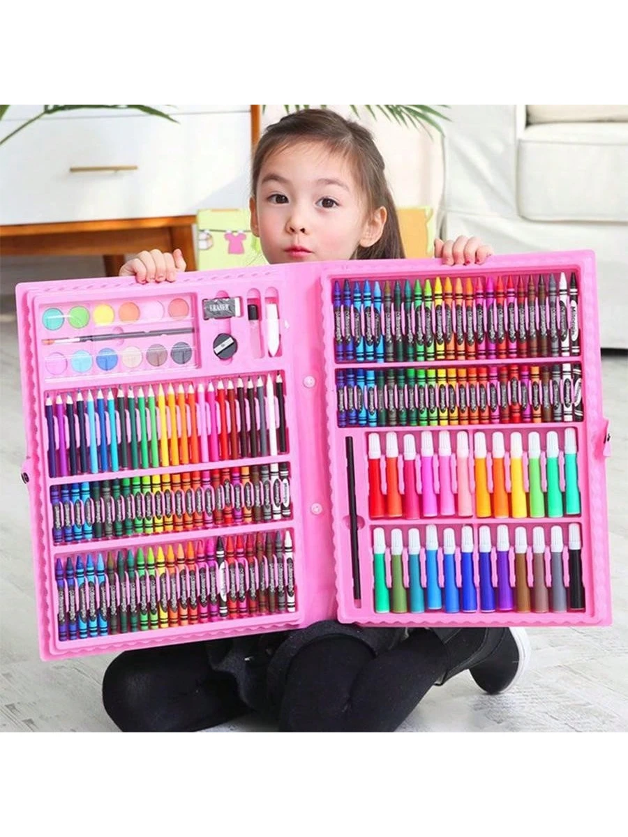 1 Set/168pcs Watercolor Pens, Art Painting Tools, Stationery Gift Painting Set, Writing Tools, School Supplies (Box Color And Pattern Randomly Shipped), Christmas Stocking Fillers, Fun, Christmas Stocking Fillers, Stocking Fillers, Socks - Multicolor - View 1