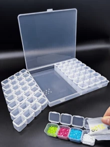 1個 56格/28格/4格迷你塑膠收納盒附大容量容器、透明蓋，適用於珠子、耳環、戒指、美甲用品、手工藝品、珠寶收納盒，母親節/生日禮物 - 彩色 - 查看 1
