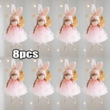 8pcs New Spring And New Year Cute Rabbit-Ear Angel Pendant, DIY Home Decoration For Festivals And Celebrations, Party, Gathering And Wedding Decoration. Rabbit Lovers, Perfect For Decoration In Spring, New Year, Easter, Valentine's Day And Mother's Day. A Playful And Cute Gift - Multicolor - View 8