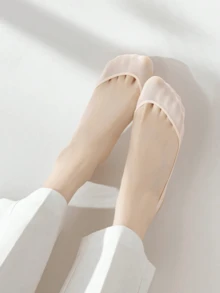 4双装女士浅口隐形袜 - 海绵加厚隐形船袜，防滑设计，适合搭配高跟鞋及其他服饰，春夏款