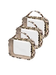 透明旅行化妆包 洗漱包 手持化妆包 便携轻便 大容量 多功能 带手柄透明化妆包 透明洗漱包 双层PVC透明化妆包（男女适用）