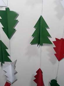 20件圣诞装饰派对用品 3D迷你圣诞树纸质挂旗 橱窗展示装饰 - 彩色 - 查看 4