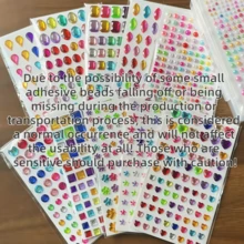 10 件彩色亚克力水钻 3D 宝石 DIY 贴纸、派对装饰、头发、脸部、指甲化妆配件、礼品填充学校用品、返校 - 彩色 - 查看 12