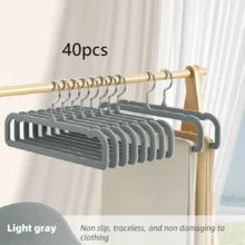 10个/包 天鹅绒防滑衣架，加厚款，带肩部凹槽，适用于西装、外套、夹克、裤子和连衣裙，衣柜收纳整理 - 銀色 - 查看 11