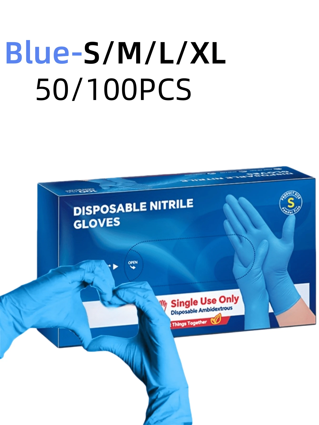 50/100 buc mănuși de nitril de unică folosință albastre, fără latex, mănuși de curățenie durabile, potrivite pentru bucătărie, curățenie, vopsire păr, salon, meșteșuguri din rășină DIY și alte uz casnic (fără cutie de ambalare)