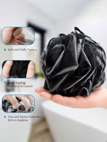 3pcs Ultra Soft Exfoliating Bath Sponges - Black Rose Design Mesh Scrubber, Rich Lather High-Quality Loofah Sponge For Home Use, Fashionable Packaging Bag, Body Cleaning Tool, Comfortable Bathing Essential, Self-Care Item