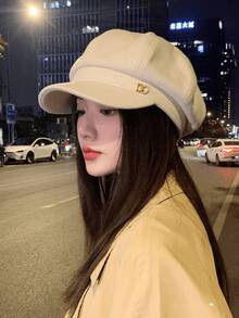 1 buc pălărie beretă de culoare solidă, șapcă versatilă de vânzător de ziare pentru femei, primăvară/vară, stil coreean, circumferință mică a capului, pălărie de pictor