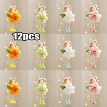 12pcs In Spring, You Can Use Playful Artificial Flower Fairy Pendants. DIY Decorative Flower Fairy Pendants For Indoor And Outdoor Bedrooms And Gardens, Wedding Decorations, And Festival Decorations. They Are Very Suitable For New Year, Easter, Valentine's Day, And Mother's Day To Welcome The Arrival Of Spring - Multicolor - View 12