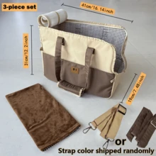 1 件多功能宠物携带包 - 粉色涤纶旅行包，带拉链封口，可拆卸肩带，适合小型宠物，适合手提箱，适合汽车和户外使用。