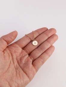 1pc Customized 9mm Round Disc Pendant Necklace, Special Date Necklace, Personalized Love Pendant, Engraved Love Necklace, Name And Date Jewelry Gift - Multicolor - View 8