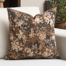 1pc Floral Vintage American Decorative Soft Pillow Cover, Farmhouse Style Sofa Cushion Cover, Suitable For Living Room, Bedroom, All Seasons, Also As A Gift - Grey - View 13