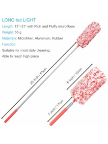 Ultra-Fine Fiber Duster, Scratch-Resistant Bendable Brush Head, High Cleaning Efficiency. Suitable For Cleaning Office, Car, Computer, Air Conditioner, Etc. Lightweight Sweeping Fan Duster, Ceiling Cleaning Tool, Retractable Handle Duster. - Multicolor - View 3