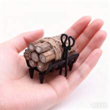 1:12 Puppenhaus Miniatur Kamin Zubehör, schwarzes Metallfeuerholz, BJD Mikro Szenenmodell, Ob11 Fotografie Requisite, Miniatur Spielzeug, Dekor für kleines Zuhause, einzigartige Neuheit Kleinkunst, Stress Relief Spielzeug - Verschiedenfarbig - Übersicht 11