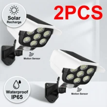 2pcs Solar Outdoor Wall Lights,Outdoor LED Solar Street Light. It Comes With A Remote Control And Motion Sensor For Home Decoration, Garden, Street, Terrace And Garage. IP65 Waterproof LED Garden Patio Deck Fence Decorative Solar Wall Lamps - White - View 2
