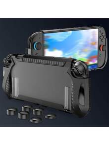 Case For Nintendo Switch 2 Accessories Bundle With Switch 2 Dockable Protective Cover Switch 2 Tempered Film,Switch 2 Racing Wheels Joycon Grip Cover For Nintendo Switch 2 Controller - Black - View 5