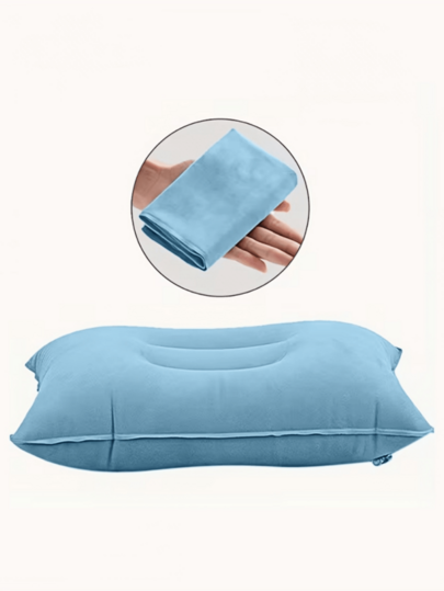 1个充气枕，适用于办公室、汽车、露营、徒步旅行和午睡 - 支撑颈部和腰部，多功能充气旅行枕