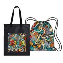 Kappa K0AZ8GX01 Lightweight Reversible Bag, Two-Tone Flip Design, Wear-Resistant And Water-Repellent Coating, Easy-Folding Storage, Suitable For Various Scenarios Such As Sports And Commute, Black/Colorful Graffiti - Black/Colorful Graffiti - View 1