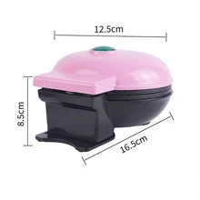 Mini waflera eléctrica rosa en forma de corazón, fácil de limpiar, superficie antiadherente, ideal para preparar desayunos. - Rosa - Ver 8