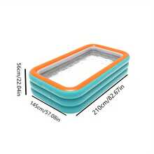 Extra Large 3-Tier Inflatable Swimming Pool, Foldable & Portable, Summer Water Park, Thick & Sturdy, Spacious, Suitable For Indoor/Outdoor Use, Ideal For Patio And Backyard Entertainment. Perfect For Summer Pool Parties And Outdoor Leisure. Foldable Design | Family Gathering Essential, Great Gift For Loved Ones. (Pump Not Included) - Multicolor - View 12