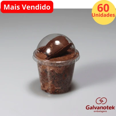 60 Unid Mini Copo 60ml + 60 Unid Tampa Bolha Sem Furo Brigadeiro de Colher - Galvanotek G 697