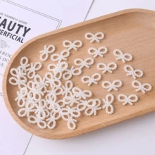 25/75/150 piezas Lazo, perlas artificiales de marfil decoración de lazo para el cabello para decoración de boda DIY, decoración diaria, material DIY para pasador de pelo, suministros de joyería DIY, productos hechos a mano