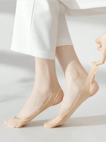 4双装女士浅口隐形袜 - 海绵加厚隐形船袜，防滑设计，适合搭配高跟鞋及其他服饰，春夏款