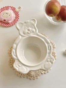 1pc Ceramic Ice Cream/Yogurt/Oatmeal Bowl, Cute Bear Dessert Bowl, Korean Ins Style Fruit Salad/Cereal Bowl, Ceramic Tableware, Ice Cream Cup, Dessert Cup, Afternoon Tea, Coffee Bar, Party Supplies, Home Decor, Holiday/Birthday/Couple Gift - Multicolor - View 14