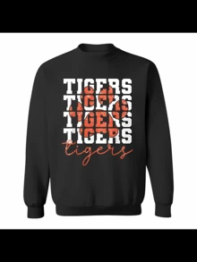 Vintage Tigers School Sports Name Spirit Back To School Sweatshirt - Black - View 1