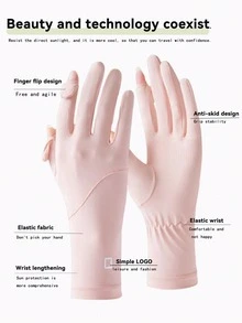 1 Pair UPF50+ Driving Gloves, Women's Thin Anti-UV Gloves For Driving, Anti-Slip, Touchscreen Compatible, Breathable Sun Protection
