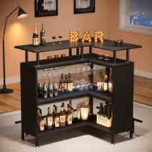 Clóset Para Bar Forma L De Café Moderno Gabinete 107cm - Negro - Ver 5