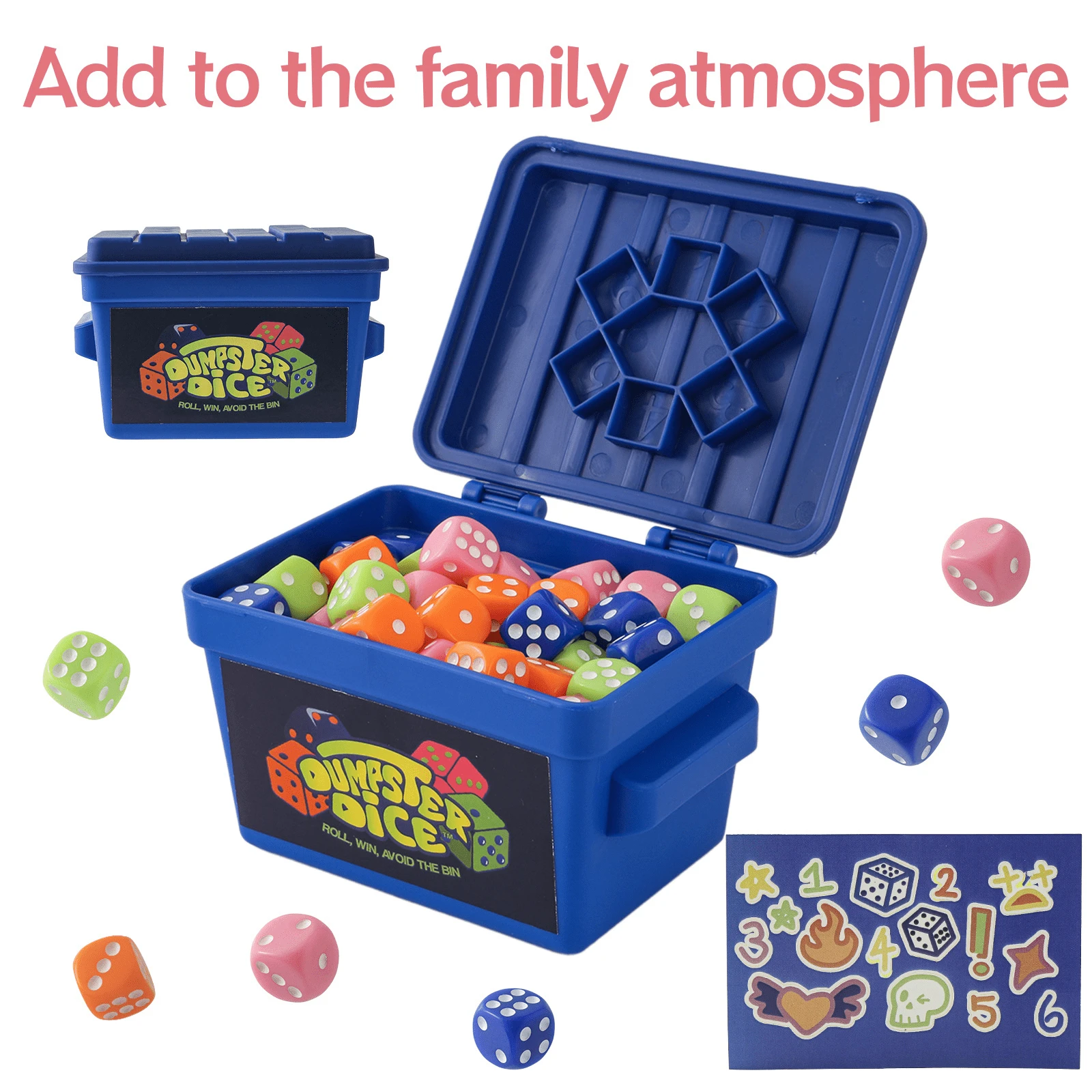 Fast-Paced Family Dice Game Fun 4 Player Board With Dumpster 80 Dice Doodlestickers - 彩色 - 查看 1