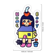 1张宅女贴纸，可爱居家女孩笔记本电脑贴纸，内向宅女主题乙烯基贴纸，温馨猫咪咖啡礼物，防水易撕贴水瓶贴纸，耐用可爱水杯装饰，潮流宅女笔记本贴纸，送给内向女孩的完美礼物，宅家汽车贴纸，宅家生活水瓶乙烯基贴纸 - 彩色 - 查看 2